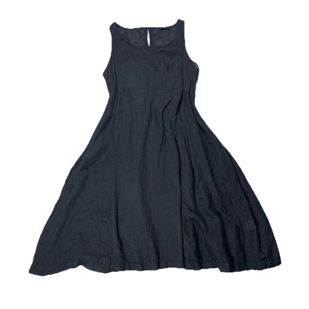 CP Shades Linen Midi Dress Black Size S Made in USA